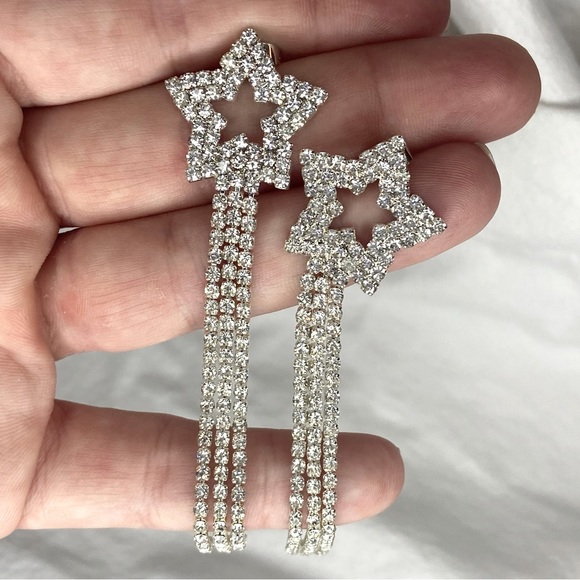 Star Dimond Drop Earrings - Picture 2 of 4